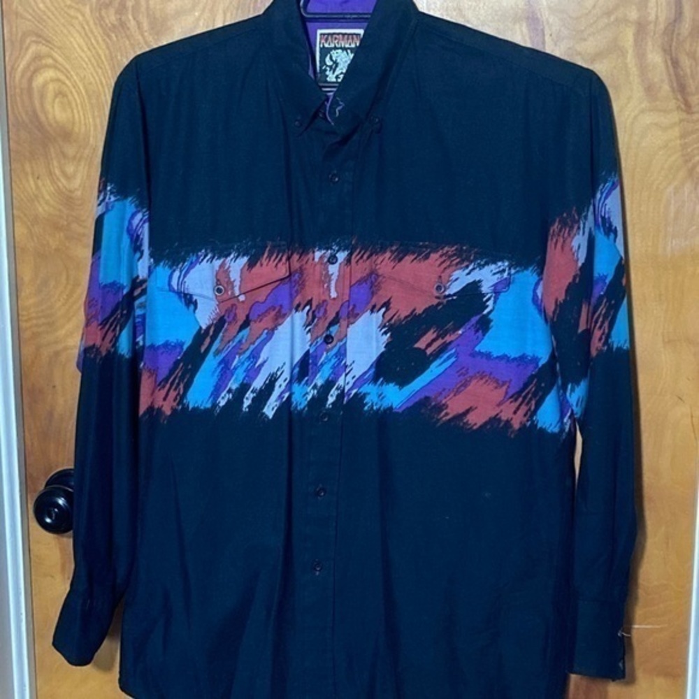 Vtg Karman Western Roper Cowboy Button Down